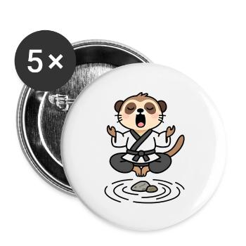 Suricate en kimono Zen Méditatif - Lot de 5 petits badges (25 mm) - blanc - Devant