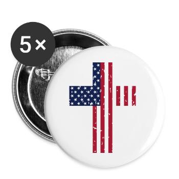 USA Cross Flag - Buttons small 1''/25 mm (5-pack) - white - Front