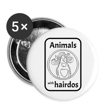Perroquet avec coiffure - Lot de 5 petits badges (25 mm) - blanc - Devant