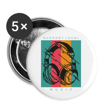 DJ Music Headphone Outfit - Buttons small 1''/25 mm (5-pack) - white - Front