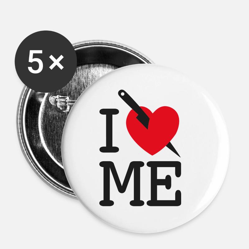 I LOVE ME - I HATE ME! - Buttons small 1''/25 mm (5-pack) - white