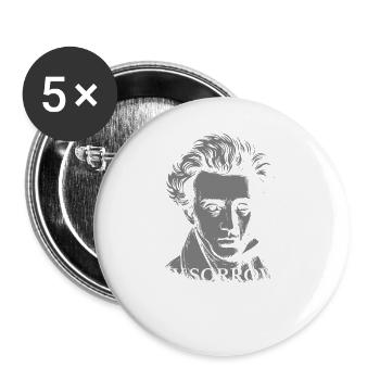 Kummer ist mein Schloss: Kierkegaard-Porträtzitat - Buttons klein 25 mm (5er Pack) - Weiß - Vorne
