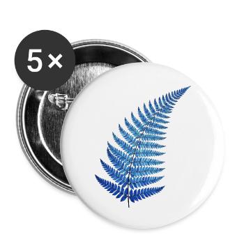 Blauer Farn Traum - Buttons klein 25 mm (5er Pack) - Weiß - Vorne