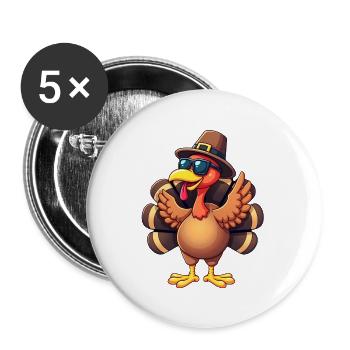 Thanksgiving Drôle Dinde de Thanksgiving - Lot de 5 petits badges (25 mm) - blanc - Devant