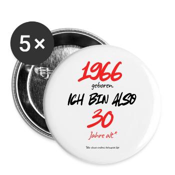 1966 geboren – immer noch 30, 60. Geburtstag - Buttons klein 25 mm (5er Pack) - Weiß - Vorne