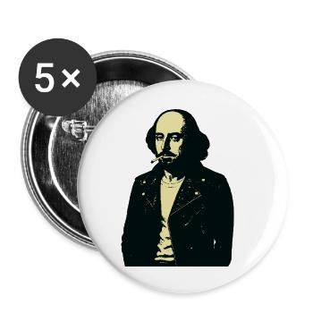 William Shakespeare Midnight Rebel Portrait - Buttons small 1''/25 mm (5-pack) - white - Front