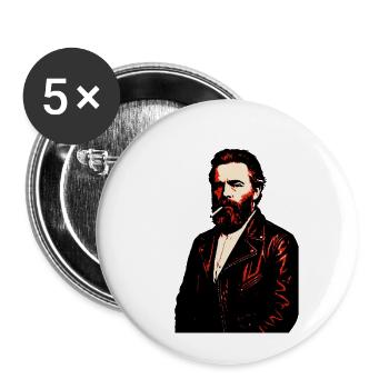 Herman Melville Noir Leather Portrait - Buttons small 1''/25 mm (5-pack) - white - Front