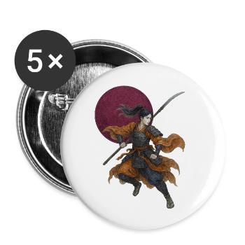 Noble Guerrière | Onna-bugeisha - Lot de 5 petits badges (25 mm) - blanc - Devant