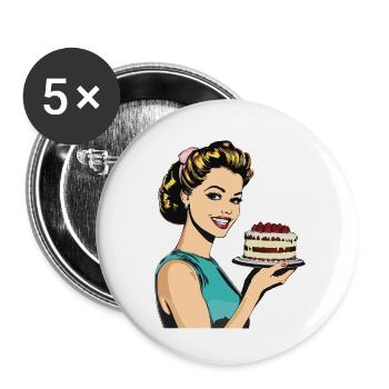 Baking Cake Baking Queen Baking Fairy Baker Pop Art - Buttons small 1''/25 mm (5-pack) - white - Front