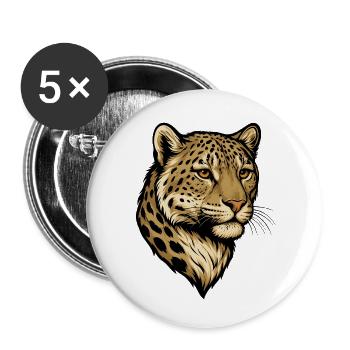 Leopardenkopf Illustration - Buttons klein 25 mm (5er Pack) - Weiß - Vorne
