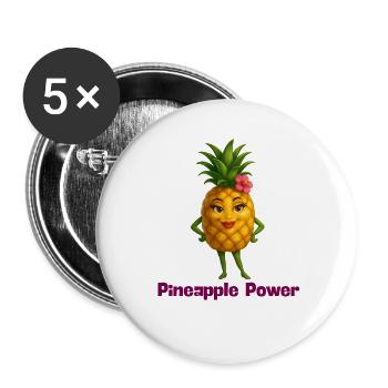 Personnage de dessin animé Pineapple Power - Lot de 5 petits badges (25 mm) - blanc - Devant