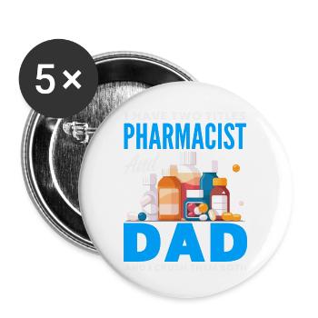 Pharmacien Technicien Pharmaceutique - Lot de 5 petits badges (25 mm) - blanc - Devant