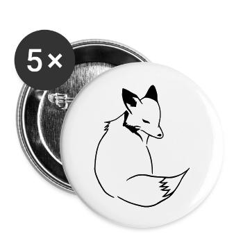 Fox Comic: Smart, Foxy & Manga Style - Buttons small 1''/25 mm (5-pack) - white - Front