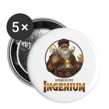Ingenium Léonardo: Sorcier Steampunk - Lot de 5 petits badges (25 mm) - blanc - Devant