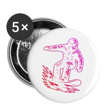 Klassisches Snowboard Motiv - Buttons klein 25 mm (5er Pack) - Weiß - Vorne