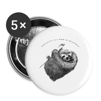 Faultier_Sloth - Buttons klein 25 mm (5er Pack) - Weiß - Vorne