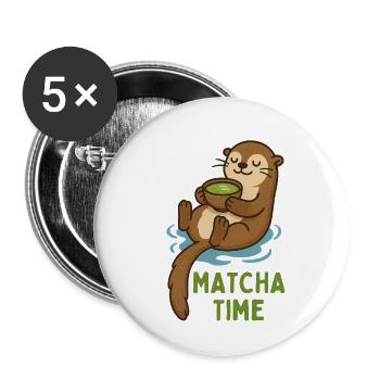 L’heure de la Loutre Matcha - Lot de 5 petits badges (25 mm) - blanc - Devant