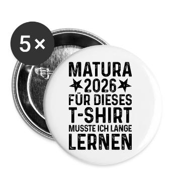 Matura 2026 Abschluss T-Shirt - Buttons klein 25 mm (5er Pack) - Weiß - Vorne