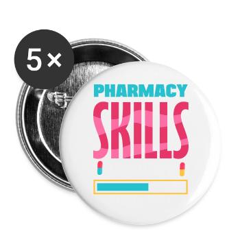 Pharmacien Technicien Pharmaceutique - Lot de 5 petits badges (25 mm) - blanc - Devant