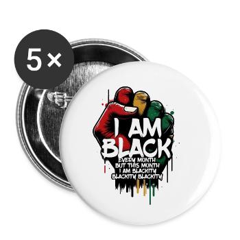 I Am Black Every Month - Buttons small 1''/25 mm (5-pack) - white - Front