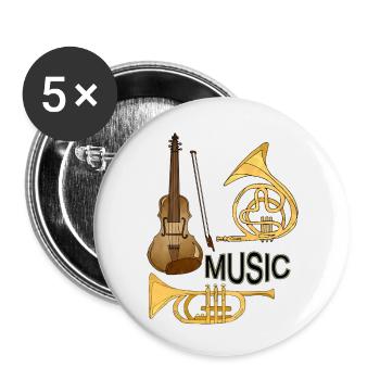 Musikinstrumente - Buttons klein 25 mm (5er Pack) - Weiß - Vorne