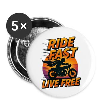 Ride Fast Live Free - Buttons small 1''/25 mm (5-pack) - white - Front