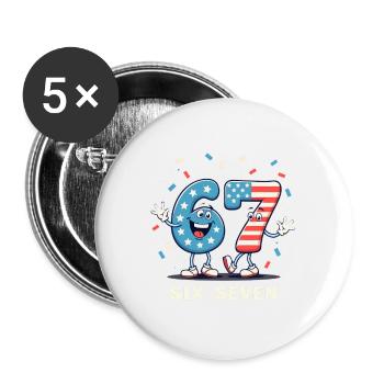 US Flag 67 Memes Six Seven - Buttons small 1''/25 mm (5-pack) - white - Front
