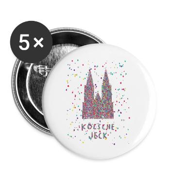 Cologne Jeck Cathédrale de Cologne Carnaval Confettis - Lot de 5 petits badges (25 mm) - blanc - Devant