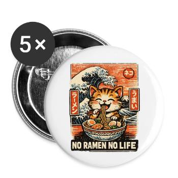 Ramen Nouilles Anime japonais Manga Kawaii - Lot de 5 petits badges (25 mm) - blanc - Devant