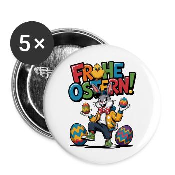 Frohe Ostern Bunny Cartoon - Buttons klein 25 mm (5er Pack) - Weiß - Vorne