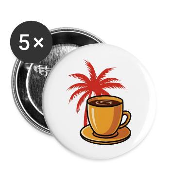 Tropischer Kaffee Palmenstil - Buttons klein 25 mm (5er Pack) - Weiß - Vorne