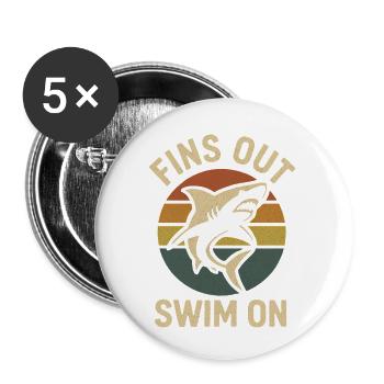 Fins out – shark at sunset - Buttons small 1''/25 mm (5-pack) - white - Front