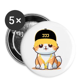 Chat swag - chat cool - Lot de 5 petits badges (25 mm) - blanc - Devant