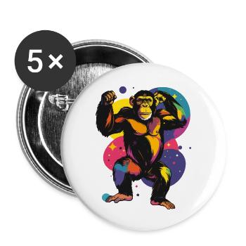 Colorful Standing Chimpanzee Monkey Pop Art Motif - Buttons small 1''/25 mm (5-pack) - white - Front