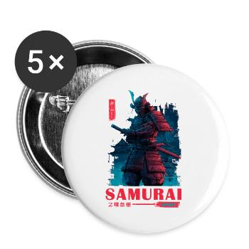 Neon Samurai Spirit - Buttons small 1''/25 mm (5-pack) - white - Front