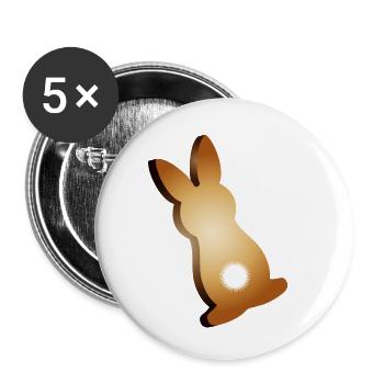 Osterhasen-Plätzchen mit Stummelschwänzchen - Buttons klein 25 mm (5er Pack) - Weiß - Vorne