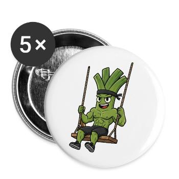 Funny Leek Celery Cartoon Swinging Fun - Buttons small 1''/25 mm (5-pack) - white - Front