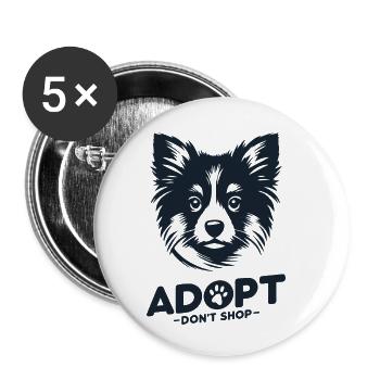 Adoptieren, nicht einkaufen 3 - Buttons klein 25 mm (5er Pack) - Weiß - Vorne