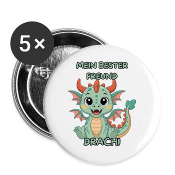 Mon meilleur ami Drachi - Lot de 5 petits badges (25 mm) - blanc - Devant