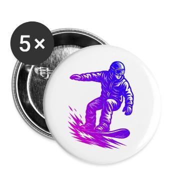 Lustiges Snowboard Motiv - Buttons klein 25 mm (5er Pack) - Weiß - Vorne