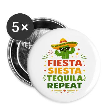 Fiesta Siesta Tequila Repeat - Lot de 5 petits badges (25 mm) - blanc - Devant