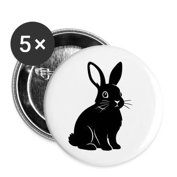 Silhouette de lapin, Vecteur noir - Lot de 5 petits badges (25 mm) - blanc - Devant