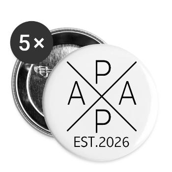 Papa 2026 Papa seit 2026 Papa Est 2026 - Buttons klein 25 mm (5er Pack) - Weiß - Vorne