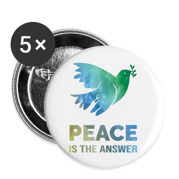 Peace Is The Answer – Watercolor Dove of Peace - Buttons small 1''/25 mm (5-pack) - white - Front