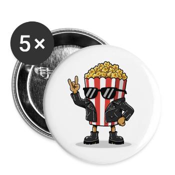 Costumes de popcorn Carnaval Musique rock rétro - Lot de 5 petits badges (25 mm) - blanc - Devant