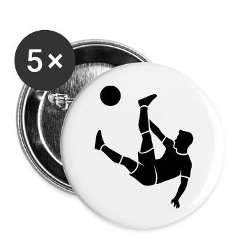 Fallrückzieher Fußball Torjäger Vektor - Buttons klein 25 mm (5er Pack) - Weiß - Vorne