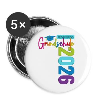 Grundschule Abschluss 2026 - Buttons klein 25 mm (5er Pack) - Weiß - Vorne