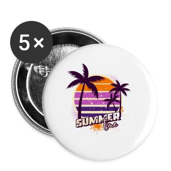 Sunset Palm Trees – Summer Time - Buttons small 1''/25 mm (5-pack) - white - Front