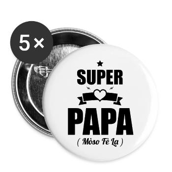 Super Papa Gift - Mòso Fè La T-shirt - Buttons small 1''/25 mm (5-pack) - white - Front