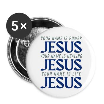 POUVOIR DE JÉSUS GUÉRIR LA VIE - Lot de 5 petits badges (25 mm) - blanc - Devant